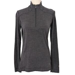 Smartwool Sweater Women Large Gray Merino 250 1/4 Zip Layer Hiking Outdoor